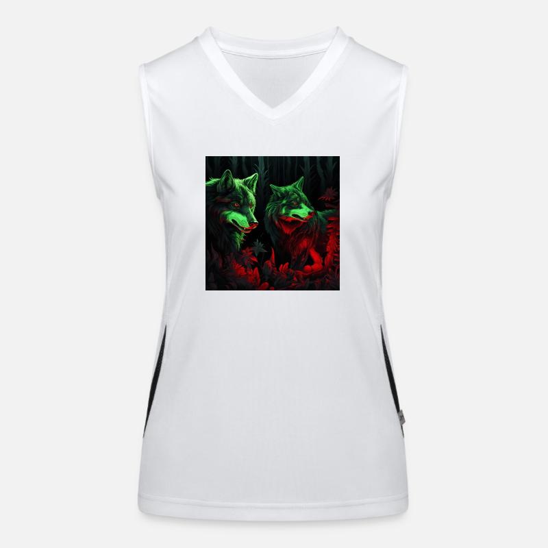 Neon style wolves Women's Functional Contrast Tank Top