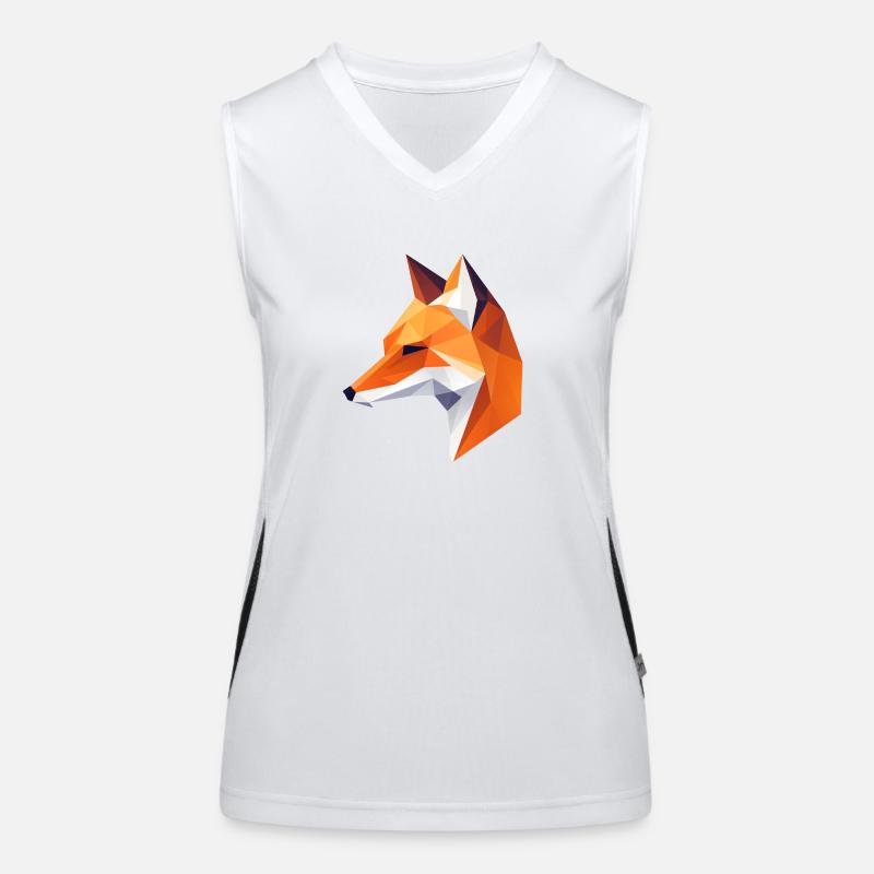 Fuchs Kopf Low Poly Logo Design Funktionelles Kontrast-Tank Top für Frauen