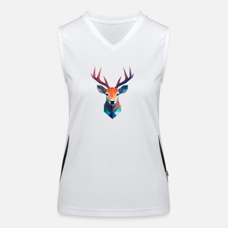 Deer Deer Head Low Poly Logo Design Women's Functional Contrast Tank Top