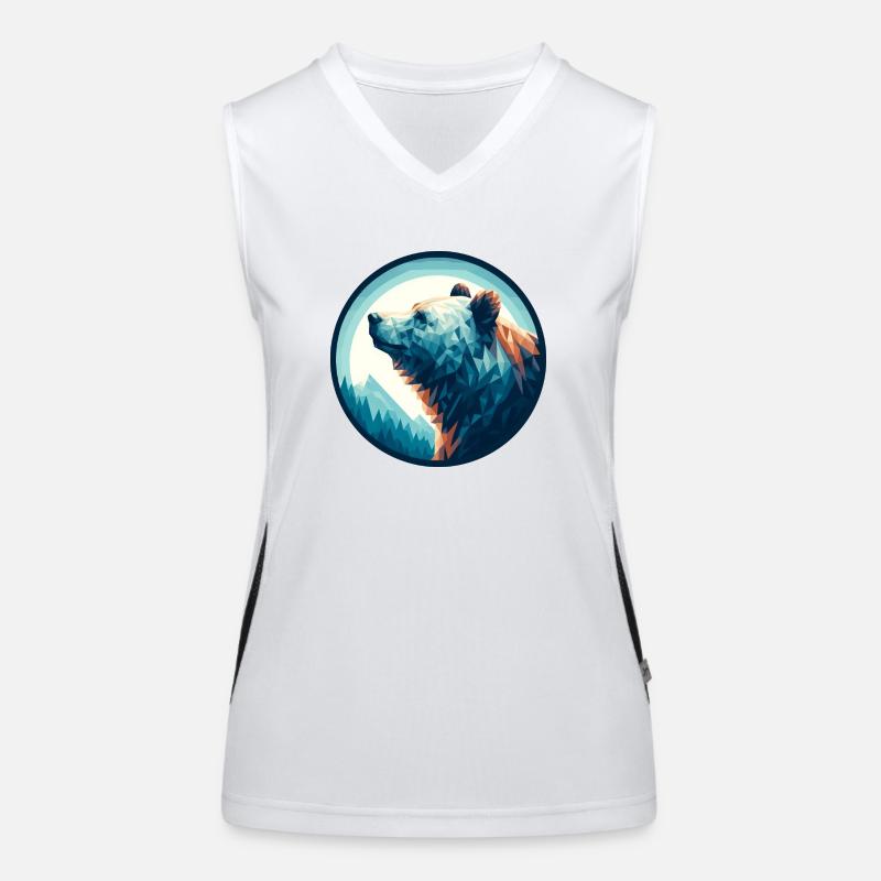 Polygon bear polar bear in polygon geometric style Women's Functional Contrast Tank Top