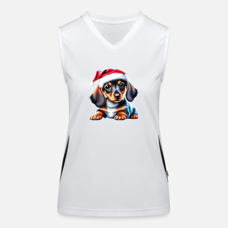 Teckel Noël X-Mas Chien Teckel Chiot Débardeur respirant contrasté Femme