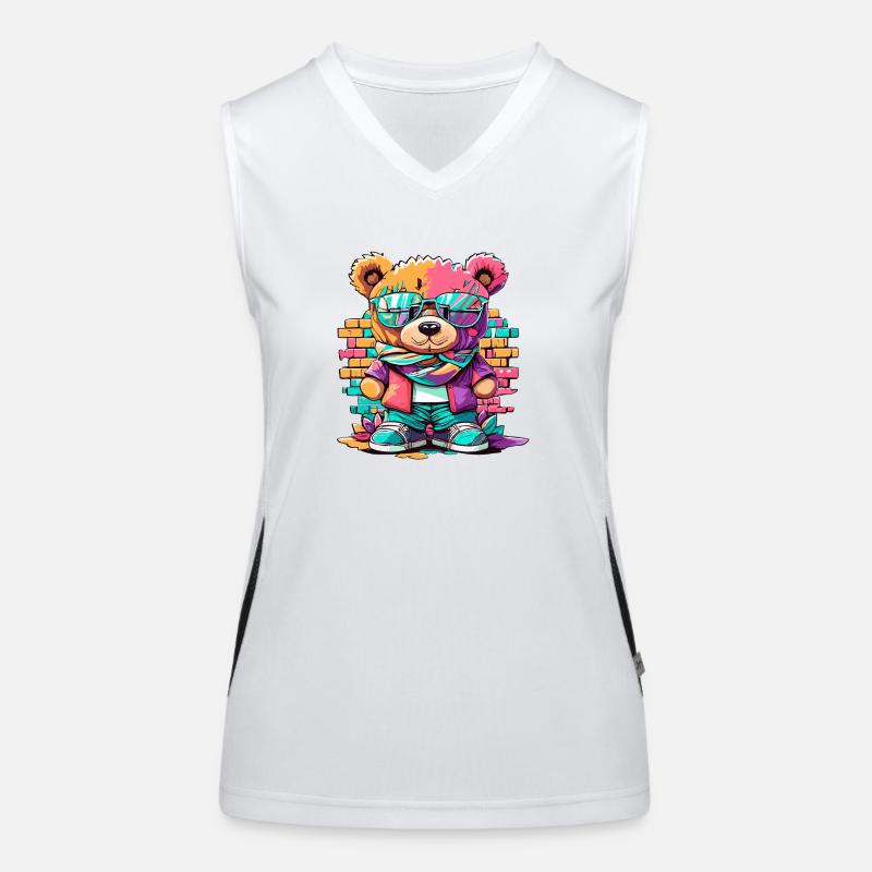 Grafitti teddy bear Funktionelles Kontrast-Tank Top für Frauen