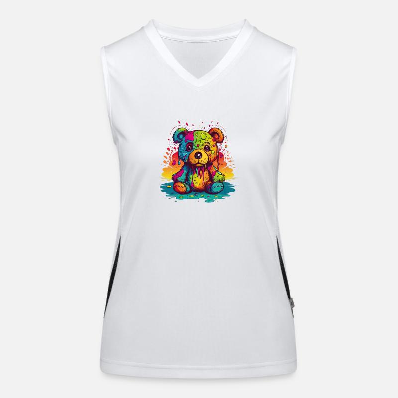 Charmanter Regenbogen-Teddy Funktionelles Kontrast-Tank Top für Frauen