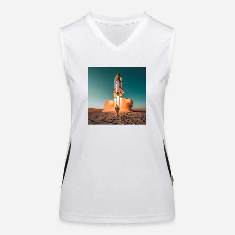 Astronaut mit Rakete Funktionelles Kontrast-Tank Top für Frauen