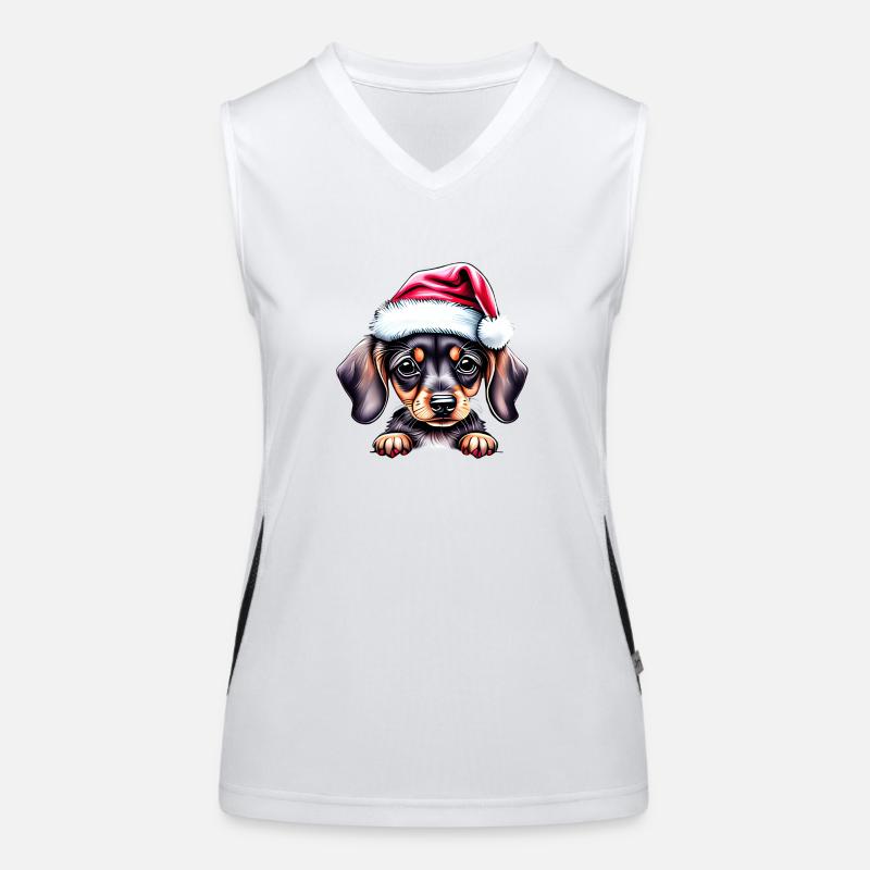 Noël teckel Noël chien teckel chiot Débardeur respirant contrasté Femme