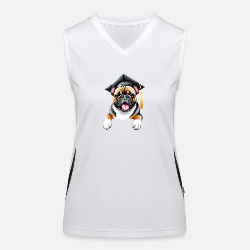 Bachelor Bulldogge Studium Hunde Schulabschluss Funktionelles Kontrast-Tank Top für Frauen