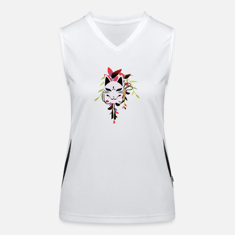 Fox Mask Japan Design - Women's Functional Contrast Tank Top - white/black