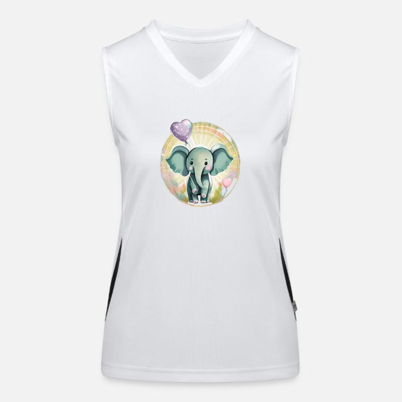 Baby Elefant mit Luftballon - Geschenkidee Funktionelles Kontrast-Tank Top für Frauen