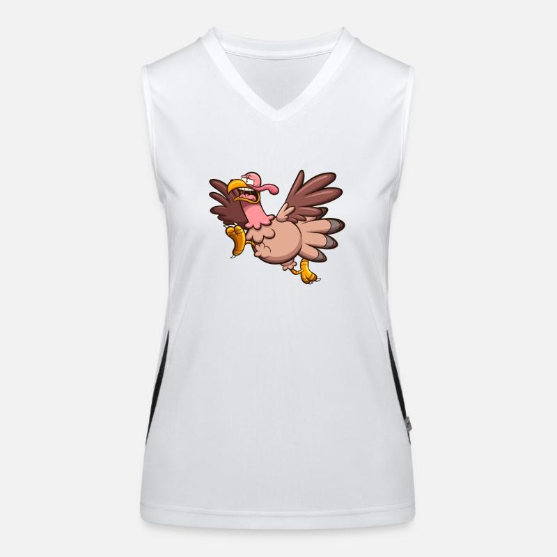 Scared Running Turkey Women's Functional Contrast Tank Top