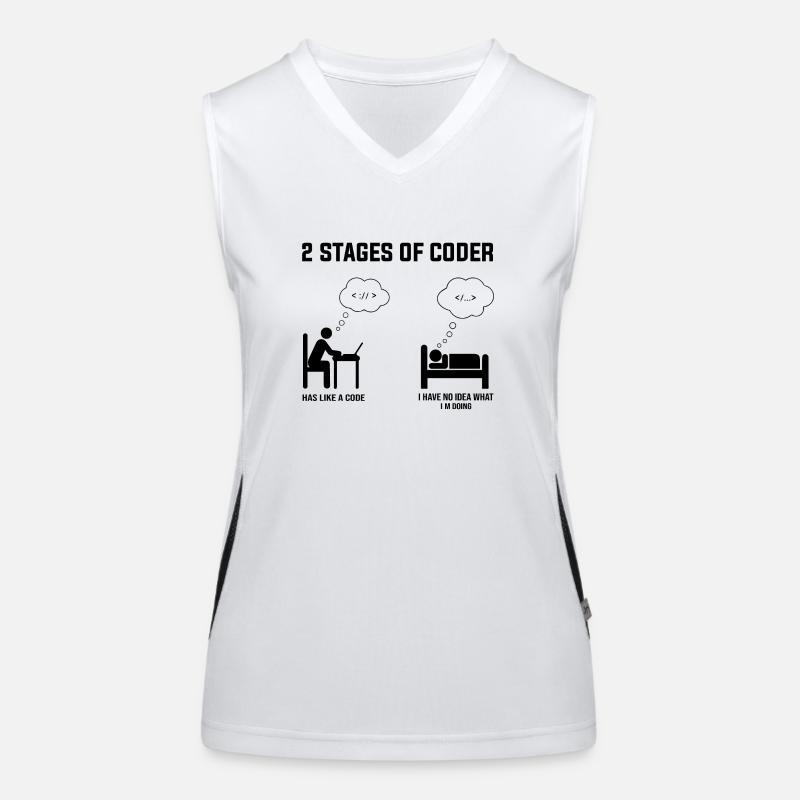 2 Stufen des Programmierers - Geschenkidee Humor Code Codierung Funktionelles Kontrast-Tank Top für Frauen