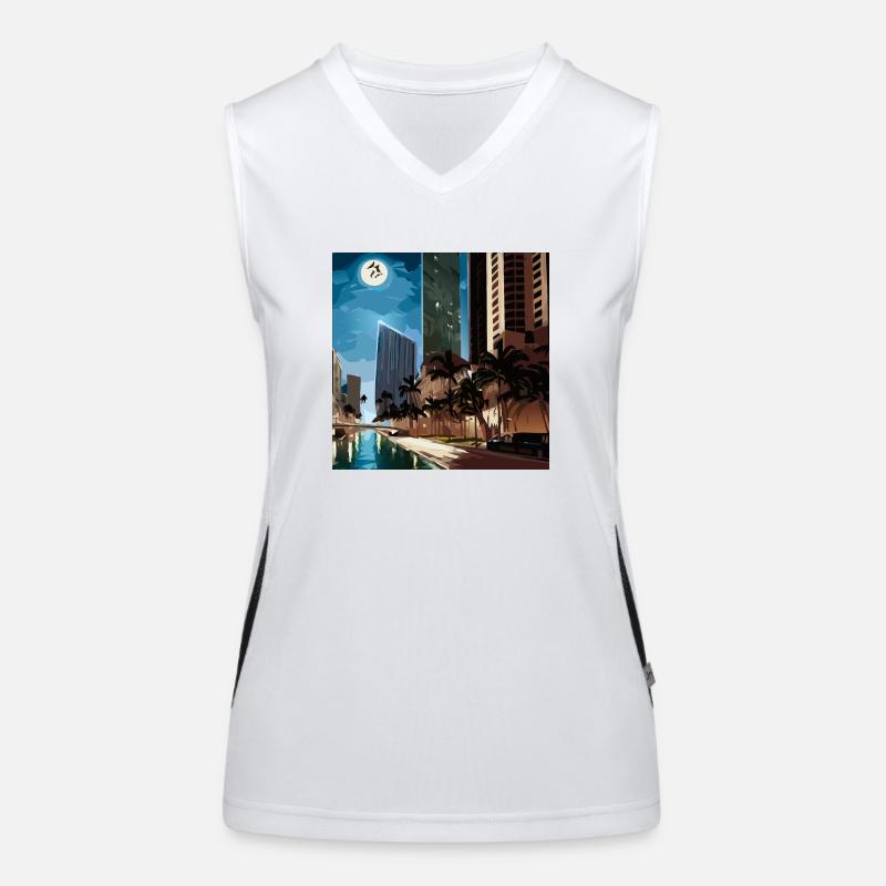 Palm trees in moonlight Funktionelles Kontrast-Tank Top für Frauen