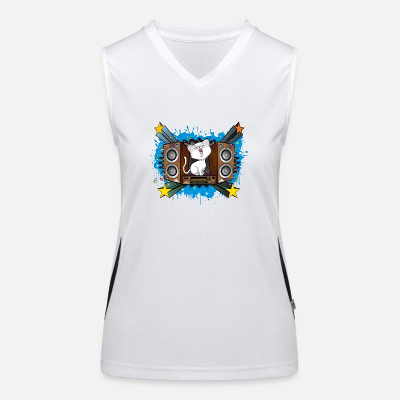 Cat singing Women's Functional Contrast Tank Top