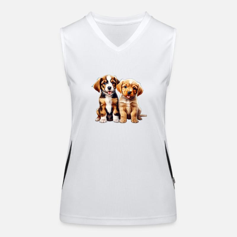 Chiots de chien I Deux chiots mignons chiots chemise Débardeur respirant contrasté Femme