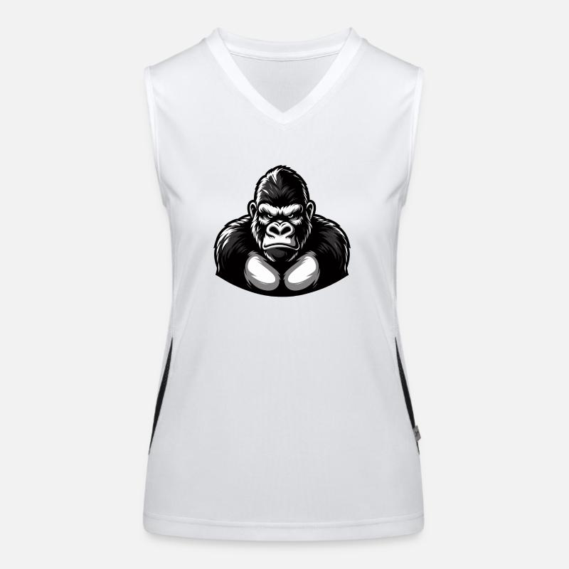 Kraftvoller Schwarz-Weiß-Gorilla Funktionelles Kontrast-Tank Top für Frauen