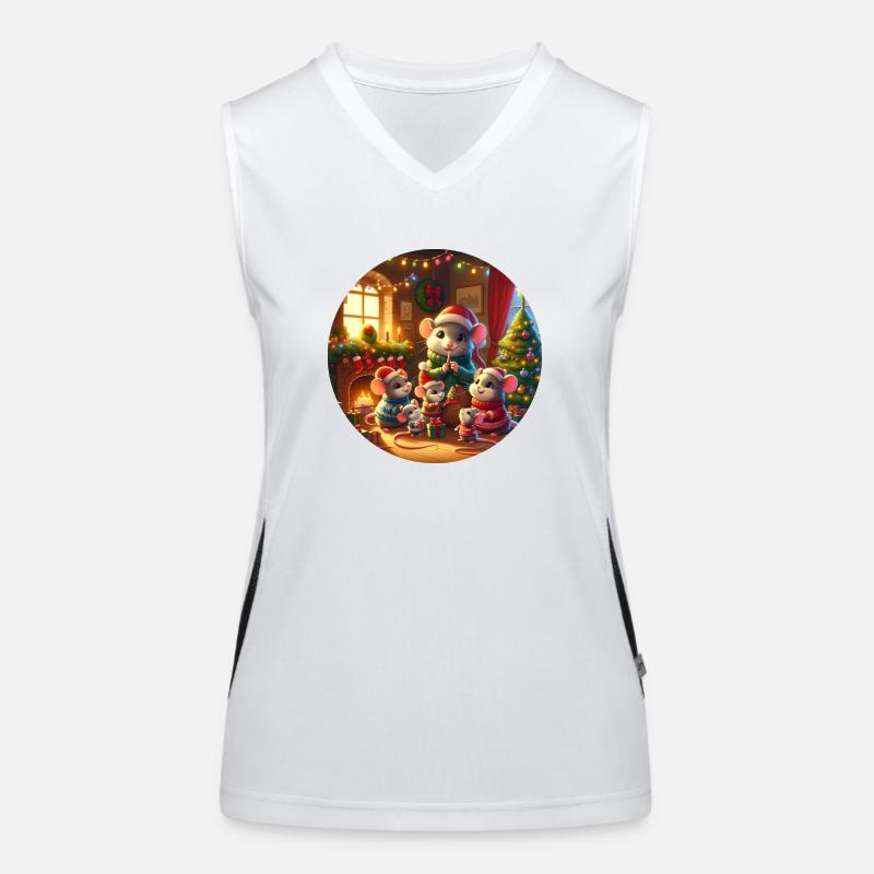Christmas with mice - Women's Functional Contrast Tank Top - white/black