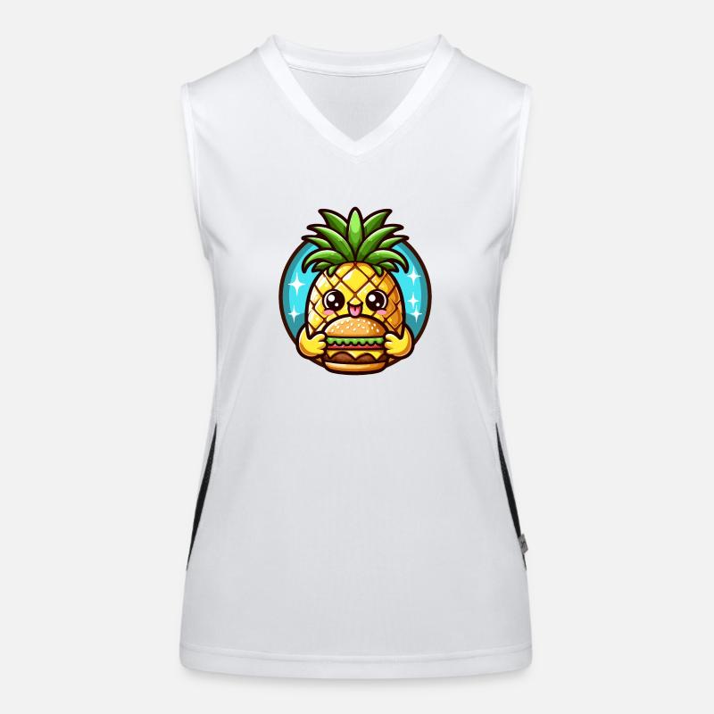 Süße Ananas isst einen Burger Funktionelles Kontrast-Tank Top für Frauen