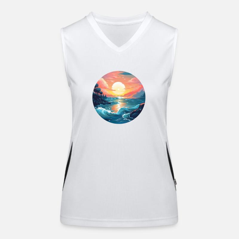 Sea sunset Women's Functional Contrast Tank Top