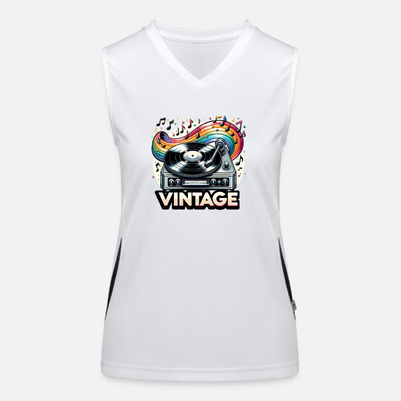 Vintage Record Player Women's Functional Contrast Tank Top