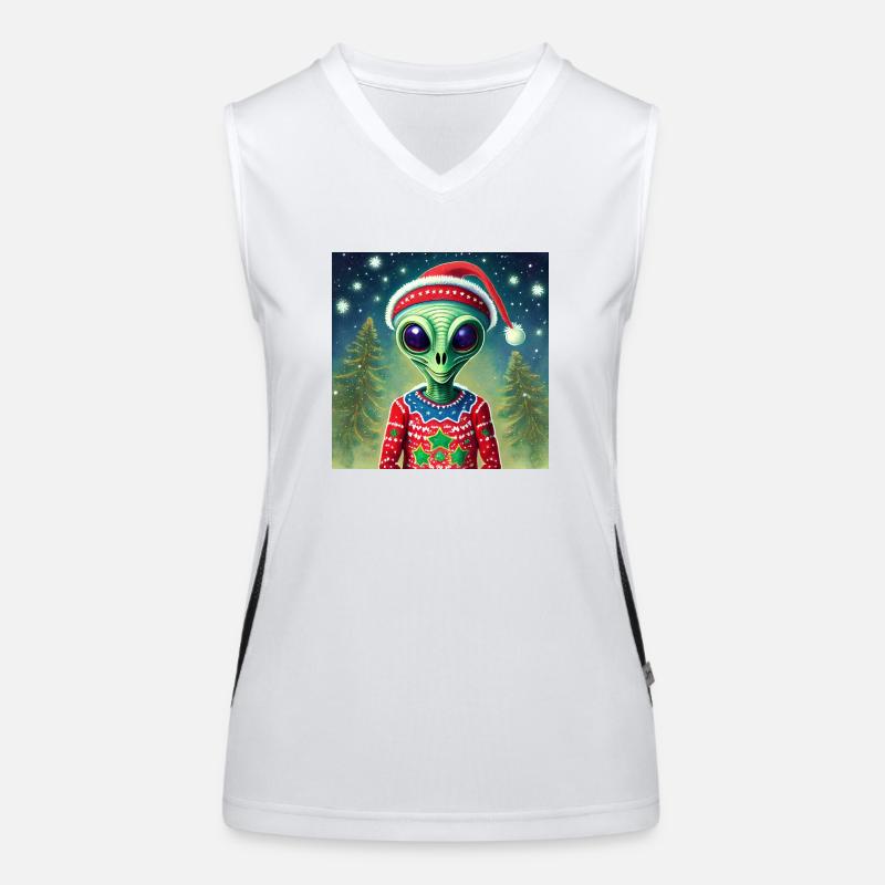 extraterrestre portant un pull de Noël moche Débardeur respirant contrasté Femme