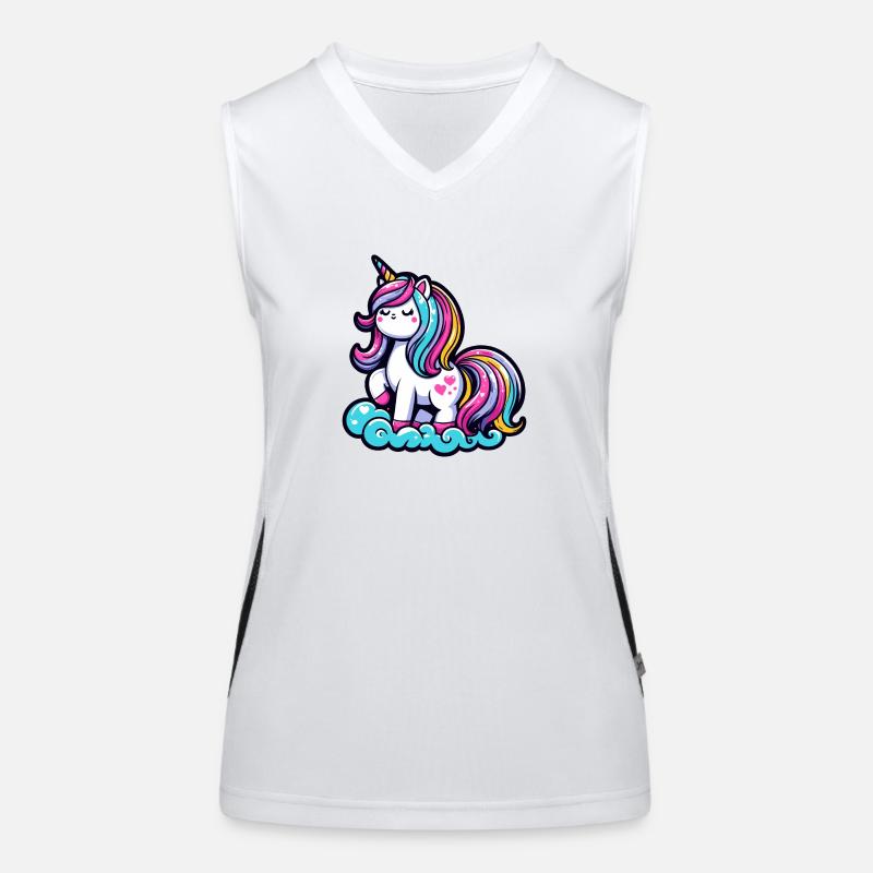Cute Unicorn on a Cloud Women's Functional Contrast Tank Top