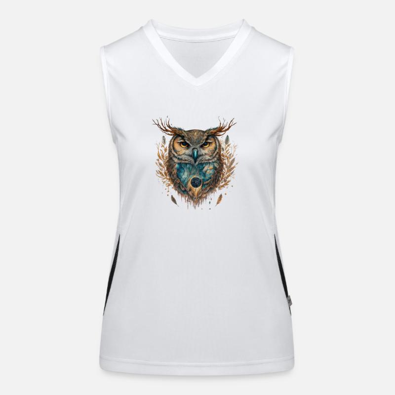 Magic owl shamanic power animal, intuition. Women's Functional Contrast Tank Top