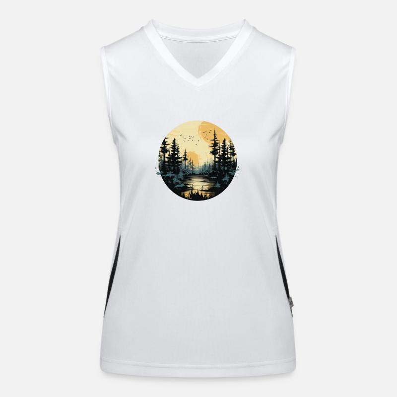 Full moon woods - Women's Functional Contrast Tank Top - white/black