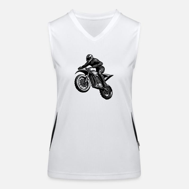 Machine de saut de route de terre de course de moto tout-terrain Débardeur respirant contrasté Femme
