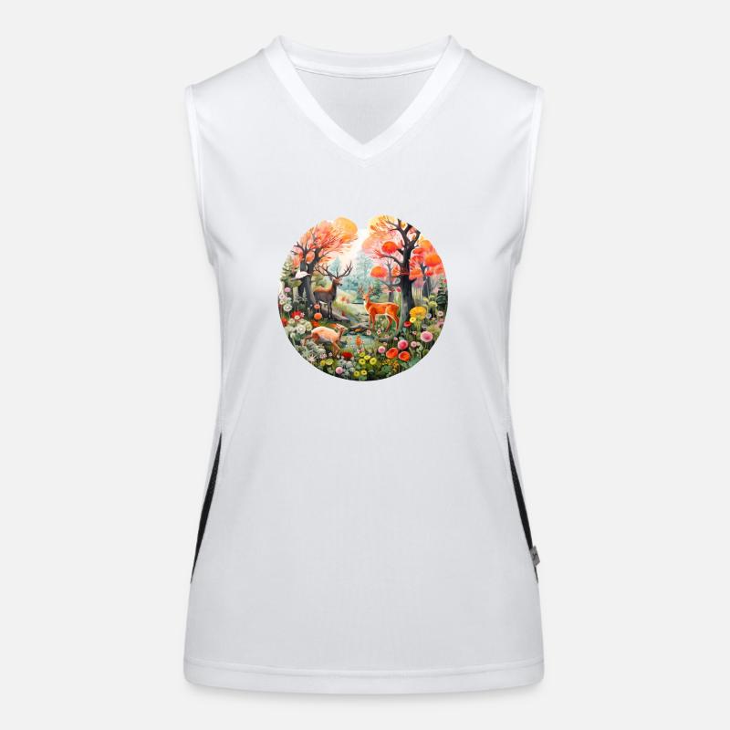 Spring Forest Scene - Women's Functional Contrast Tank Top - white/black