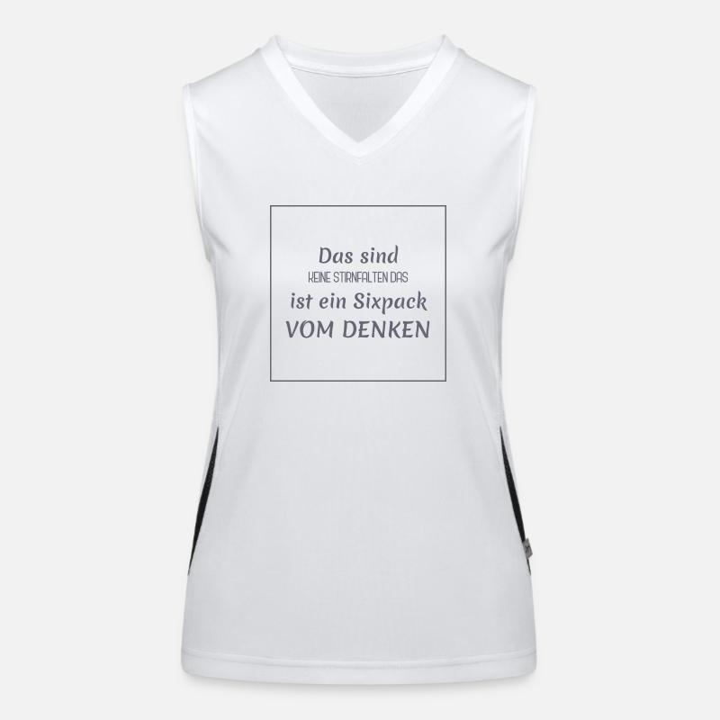 lustige Sprüche - sixpack vs. denkfalten Funktionelles Kontrast-Tank Top für Frauen