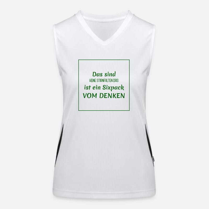 Funny Sayings - Thinking vs. Six-Pack Women's Functional Contrast Tank Top