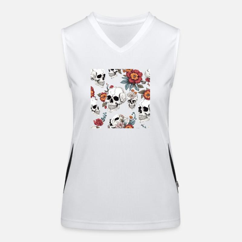Crâne et fleurs Débardeur respirant contrasté Femme