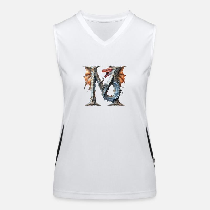 Buchstabe "M" im Drachendesign. Funktionelles Kontrast-Tank Top für Frauen