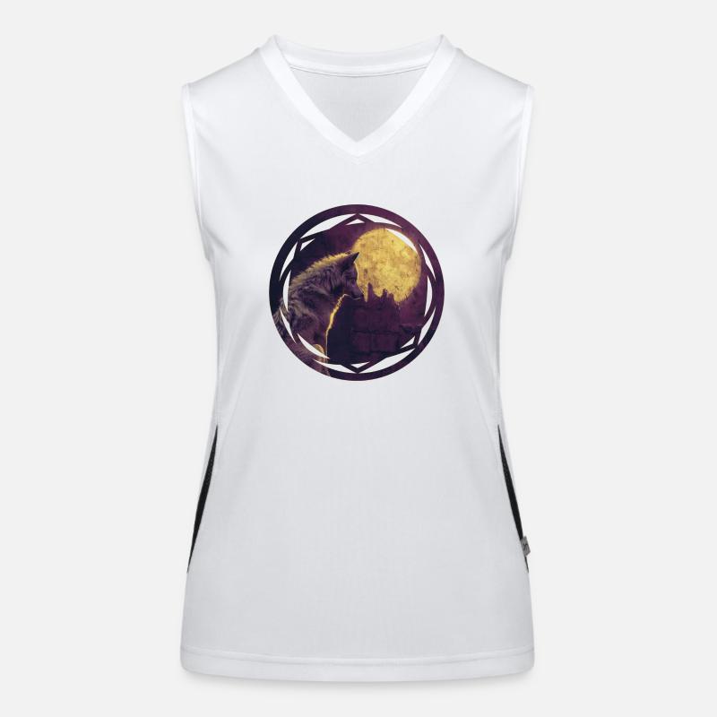 Wolf and the Celtic Moon Women's Functional Contrast Tank Top