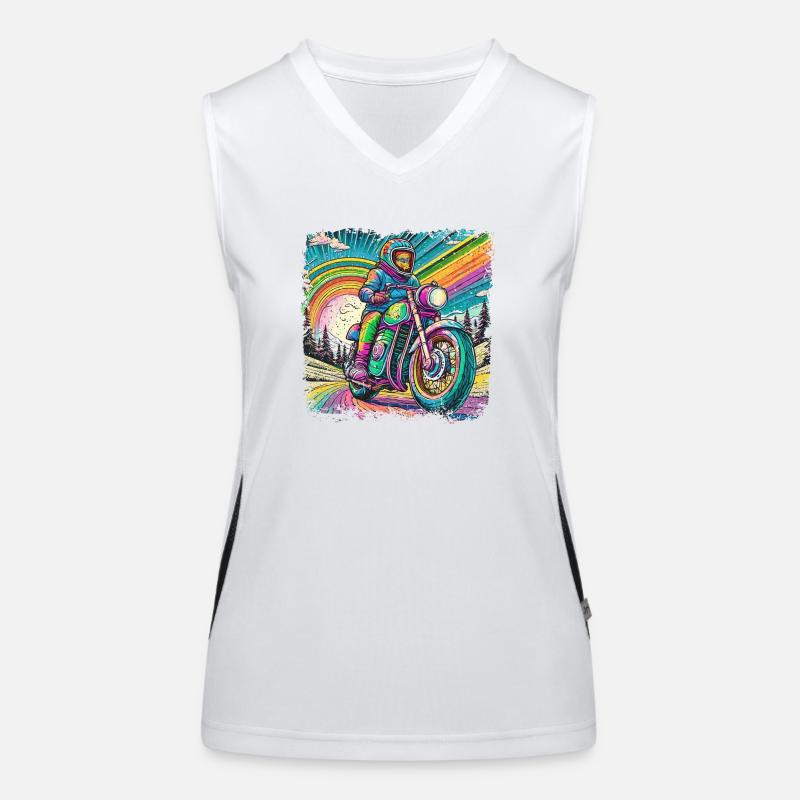 Berge im psychedelischem Biker-Rausch Funktionelles Kontrast-Tank Top für Frauen