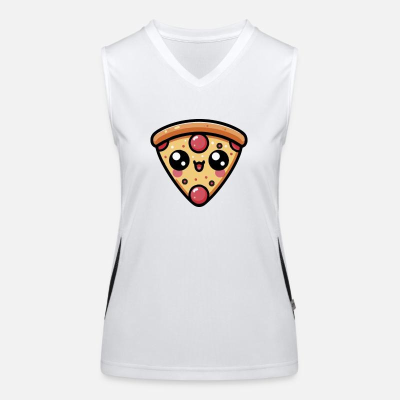 Süße Kawaii Chibi Pizza Funktionelles Kontrast-Tank Top für Frauen