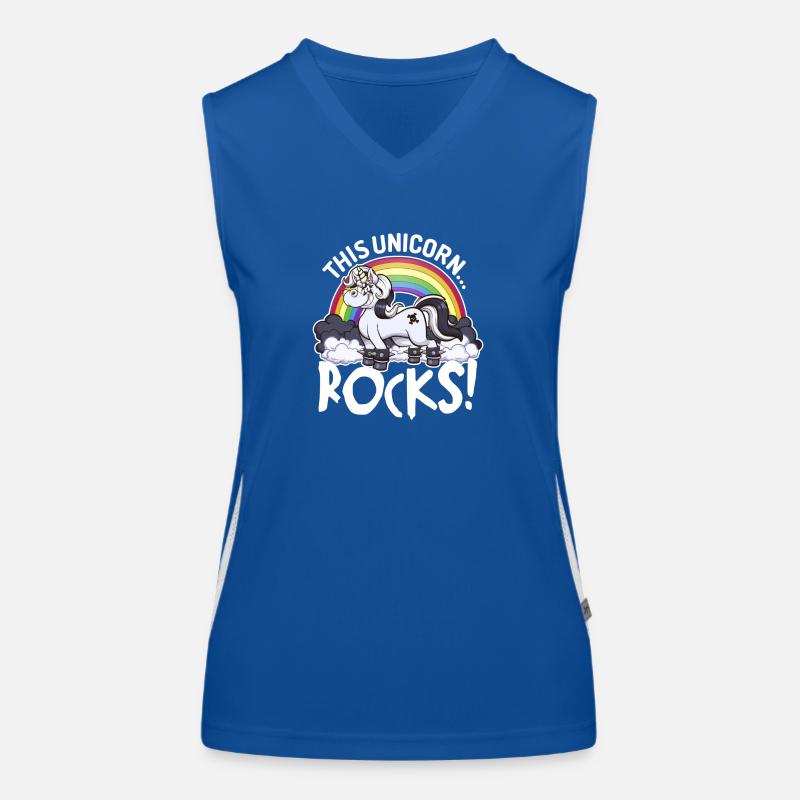 Dieser Einhorn-Rocks-Cartoon Funktionelles Kontrast-Tank Top für Frauen