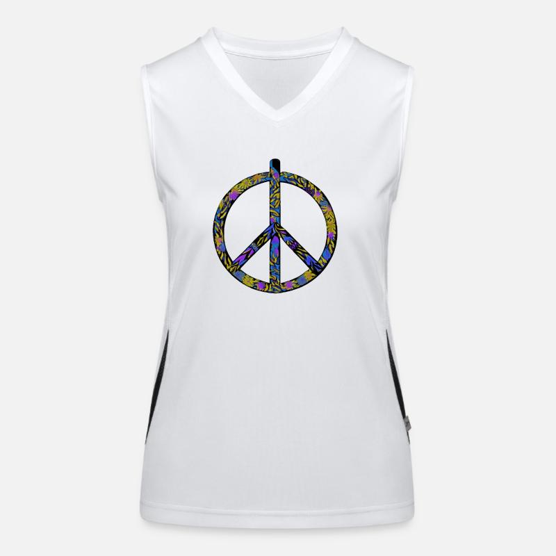 Abstract Harmony: Yellow-Blue Peace Rush Women's Functional Contrast Tank Top