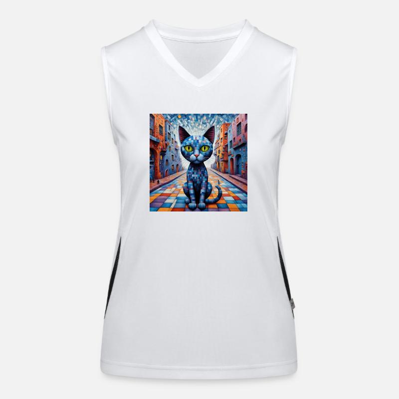 Surreale Pop-Tiere 11 Katze Funktionelles Kontrast-Tank Top für Frauen