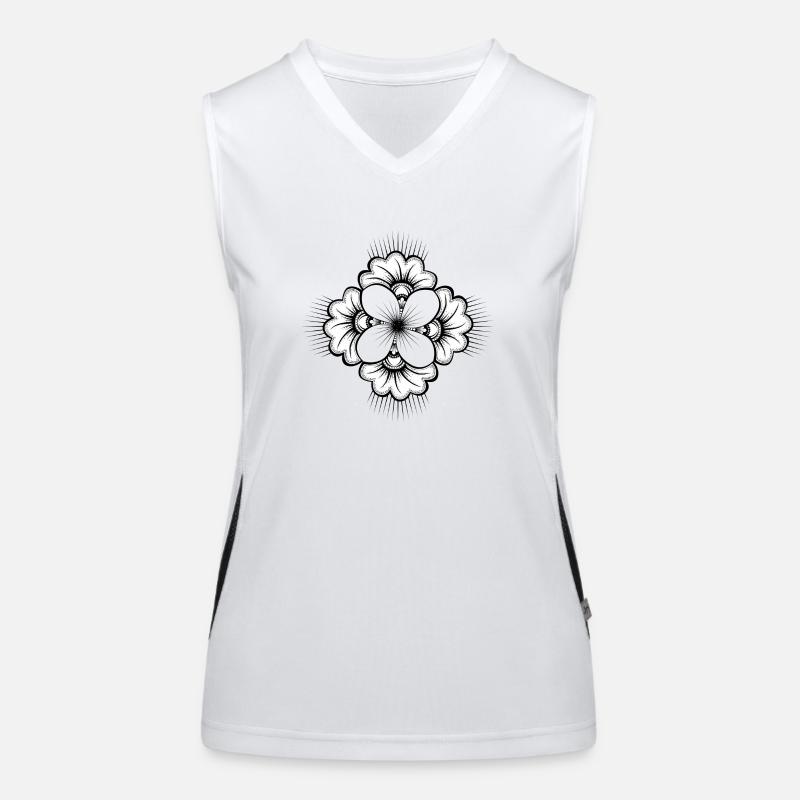 Fleur d'hibiscus en mandala minimaliste zen 02 Débardeur respirant contrasté Femme