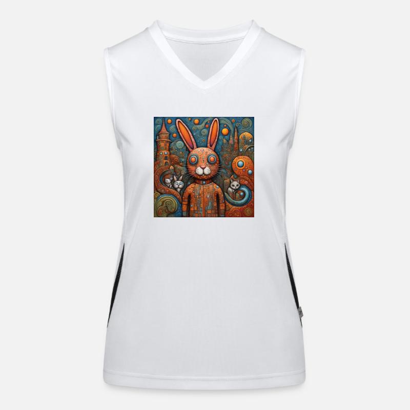 Animales Pop Surrealistas 9 Conejo Camiseta funcional de tirantes en contraste para mujer
