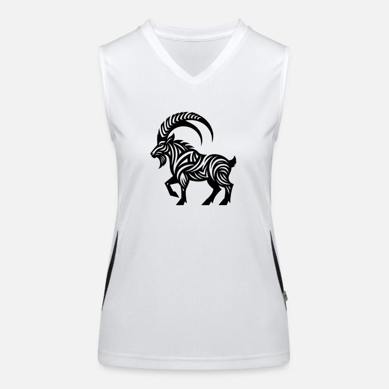Steinbock Tattoo Style Funktionelles Kontrast-Tank Top für Frauen