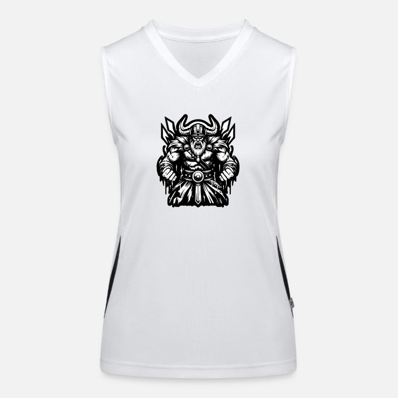Mächtiger Wikingerkrieger Version 2 Funktionelles Kontrast-Tank Top für Frauen