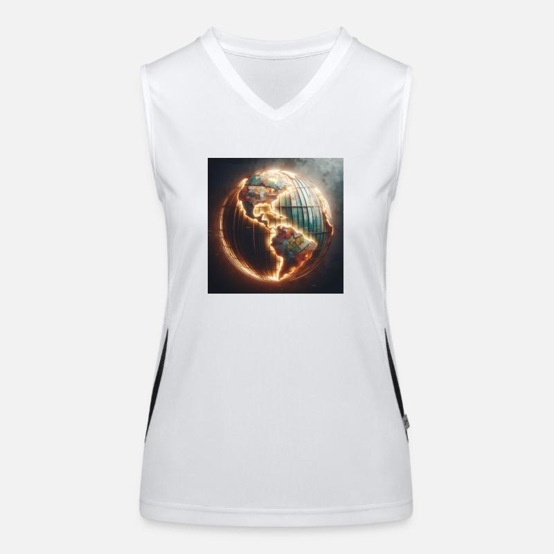 Leuchtender Erdball Funktionelles Kontrast-Tank Top für Frauen