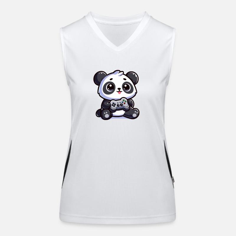 Süßer Panda mit Controller Funktionelles Kontrast-Tank Top für Frauen