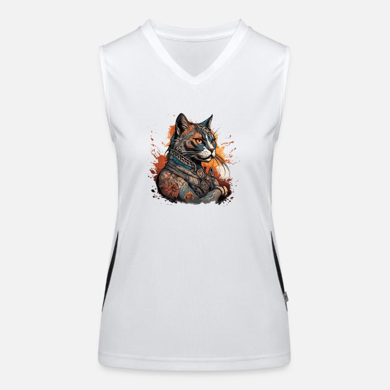 Tattoo / Tier / Kunst / cool / Comic / Katze Funktionelles Kontrast-Tank Top für Frauen