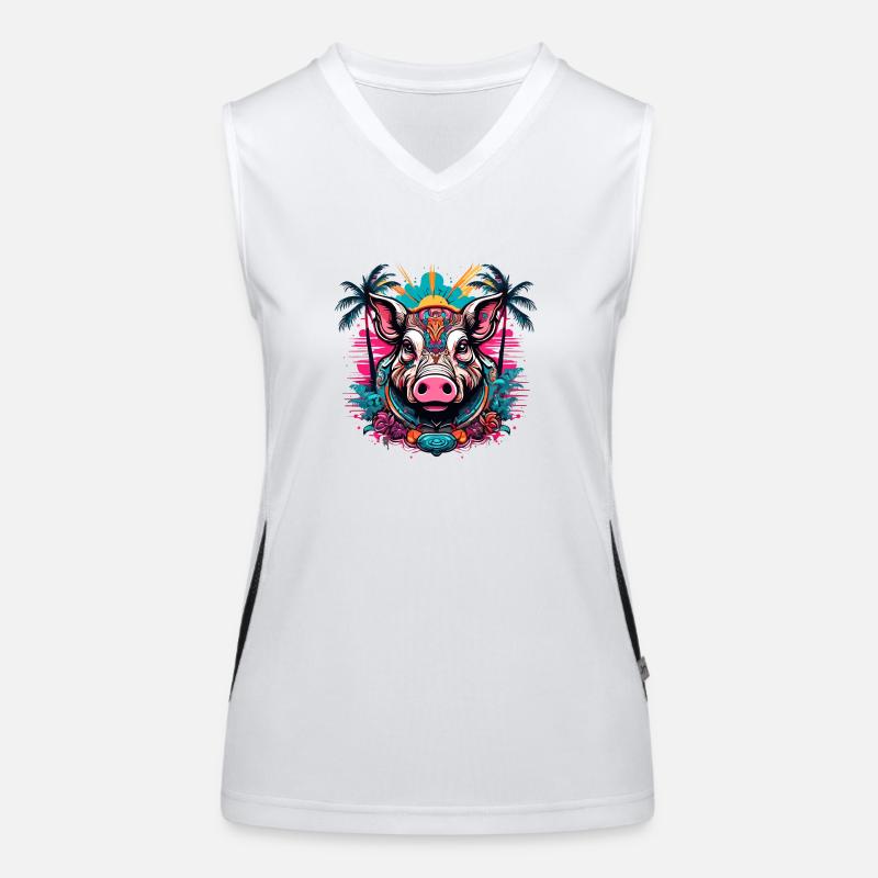 Tattoo / Tier / Kunst / cool / Comic / Schwein Funktionelles Kontrast-Tank Top für Frauen