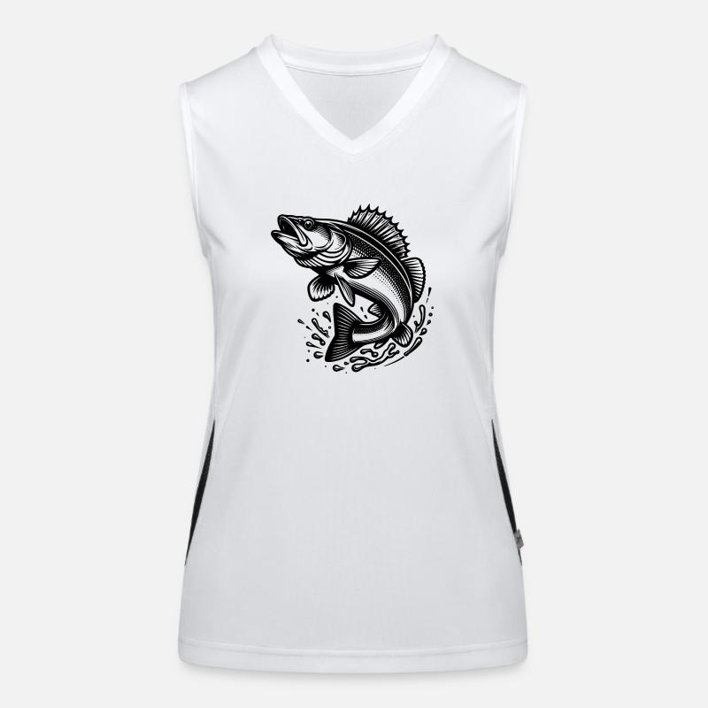 Großer springender Zander Fisch Funktionelles Kontrast-Tank Top für Frauen