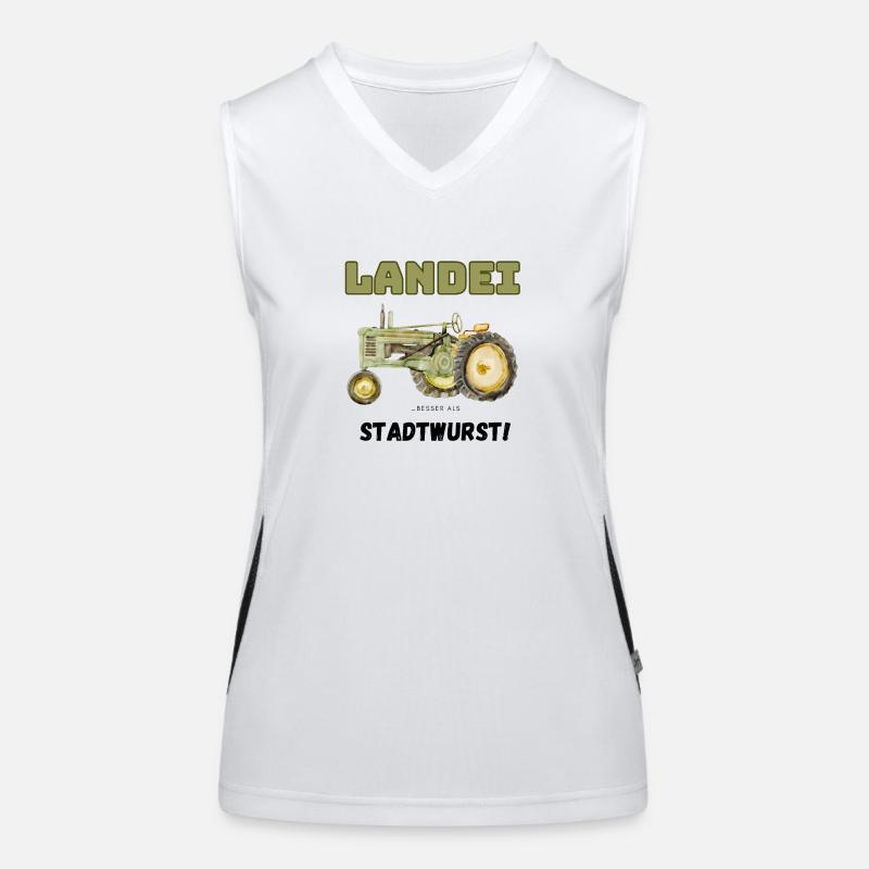 Landei…besser als Stadtwurst! Funktionelles Kontrast-Tank Top für Frauen