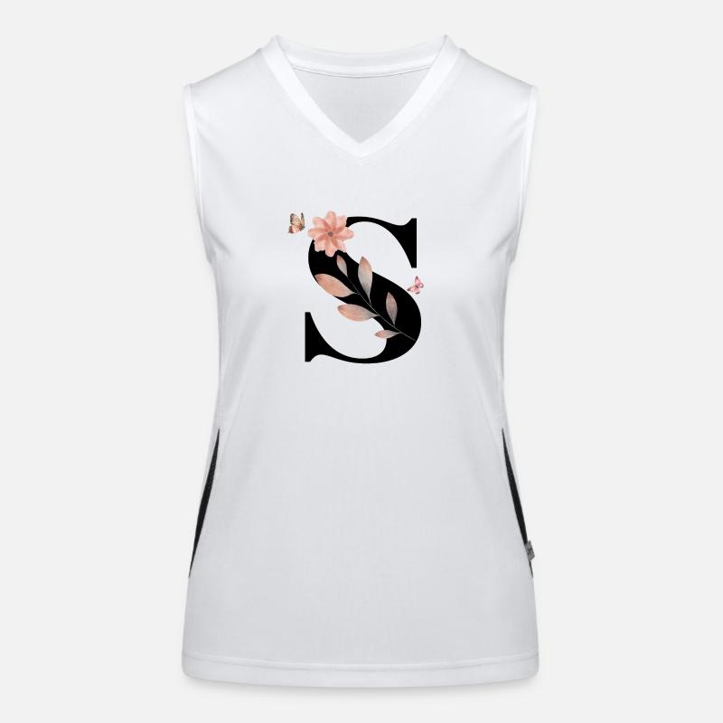 Buchstaben s Wildblumen Aquarelle Funktionelles Kontrast-Tank Top für Frauen