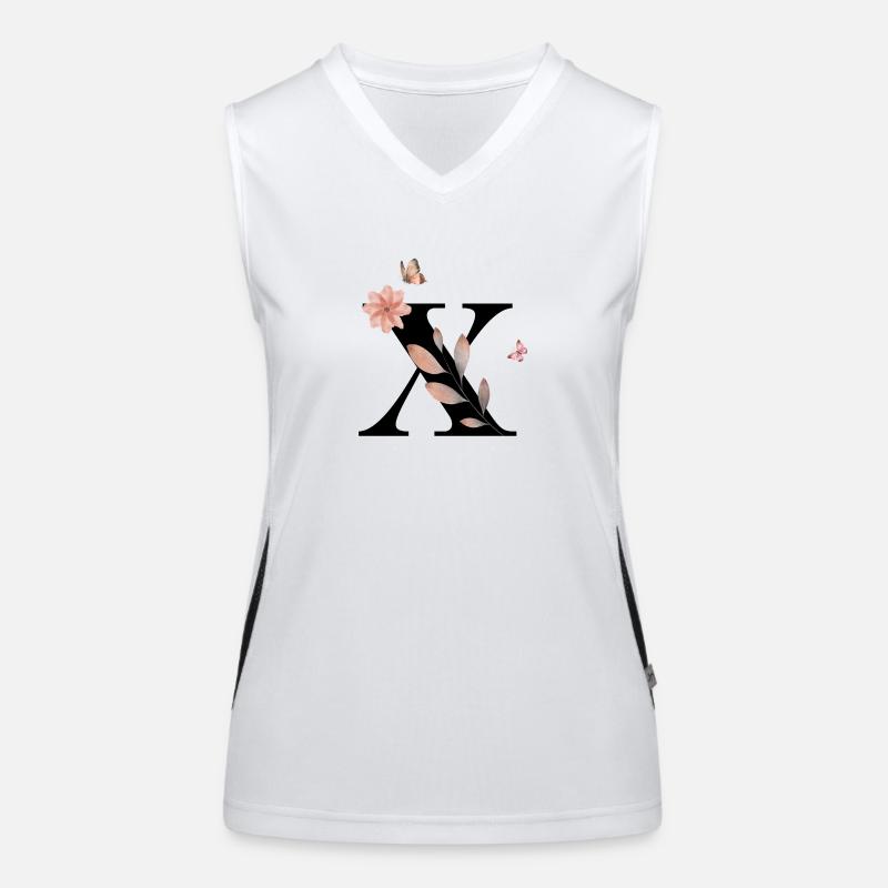 Buchstabe x Wildblumen Aquarelle Funktionelles Kontrast-Tank Top für Frauen